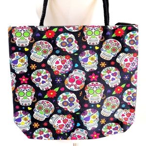 Sugar Skulls Poly Canvas Tote Bag Shopper